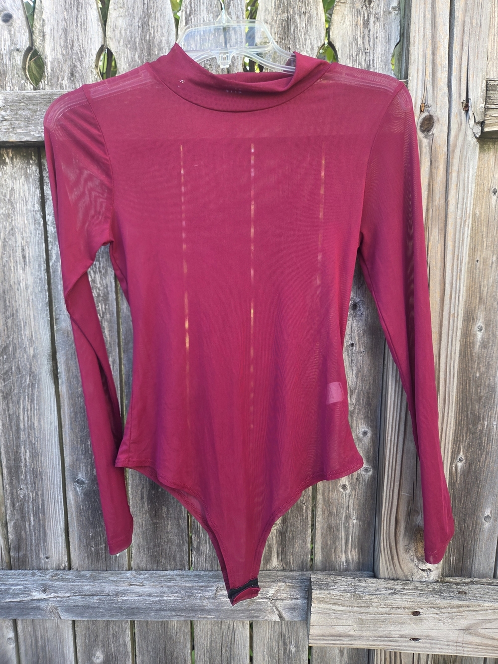 Aria Burgundy Sheer Long-Sleeve Bodysuit